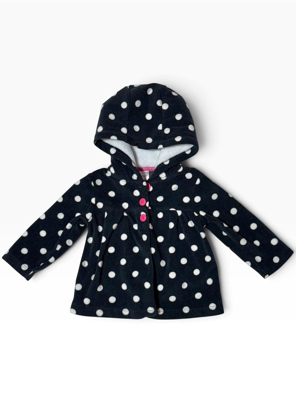 Carter’s Baby Girl 12M Black Polka Dot Hooded Fleece Jacket